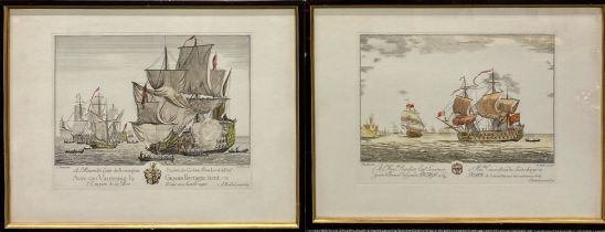 A pair of Hogarth framed hand tinted engravings after A. Roublard, frame size 51 x 39cm.