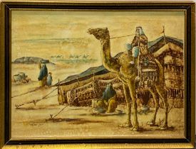 A gilt framed oil on canvas Arab scene, frame size 79 x 61cm.