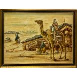 A gilt framed oil on canvas Arab scene, frame size 79 x 61cm.