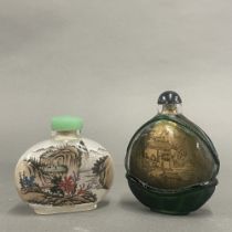 Two Chinese inside painted table snuff bottles, tallest 12.5cm.