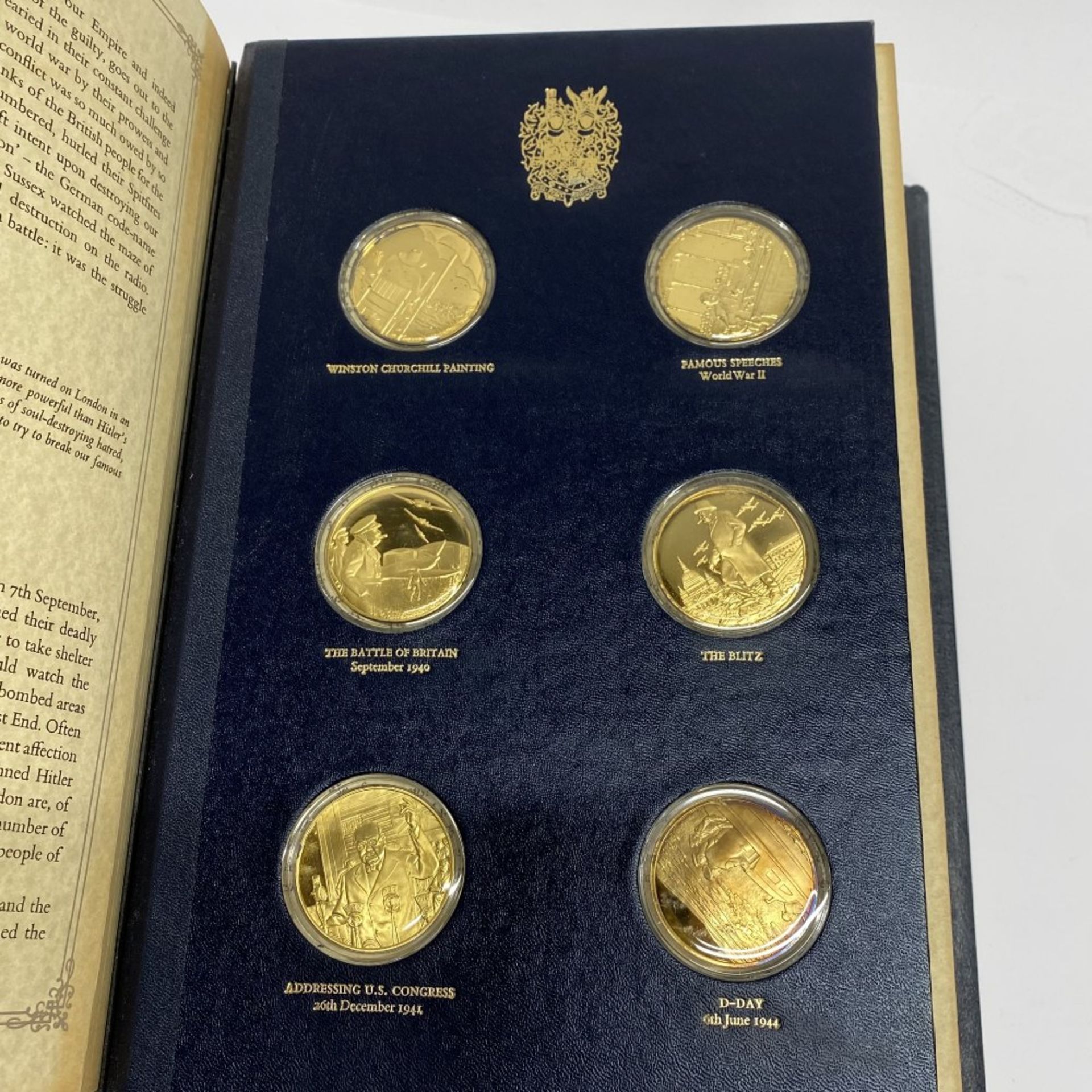 A folder of presentation of Churchill Centenery Trust gold plated on silver medals. Limited - Image 3 of 6