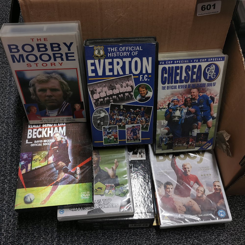 Two boxes of football related videos and DVDs. - Image 2 of 2