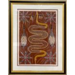 A large framed and signed Aboriginal watercolour on artist's paper, frame size 77 x 98cm.