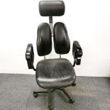 An adjustable Duo-Back animal print style office chair, H. 132cm.