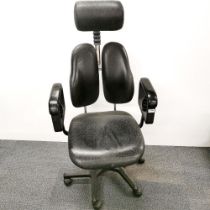 An adjustable Duo-Back animal print style office chair, H. 132cm.