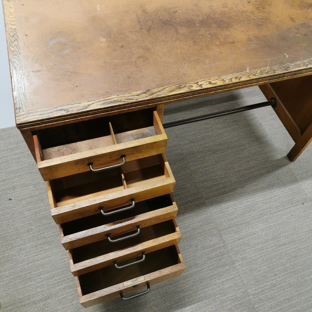 A light oak five drawer writing desk, 120 x 73 x 60cm. - Image 5 of 7