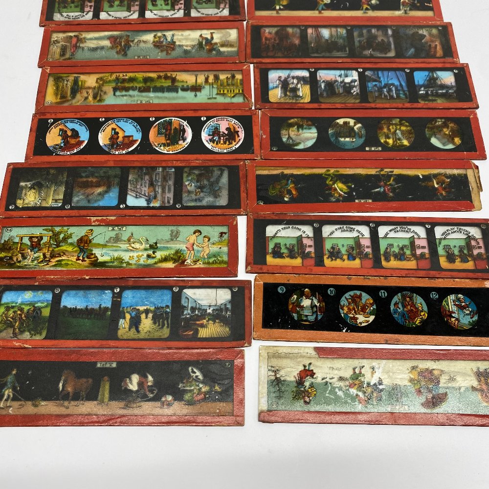 A quantity of hand coloured glass magic lantern slides. - Image 3 of 3