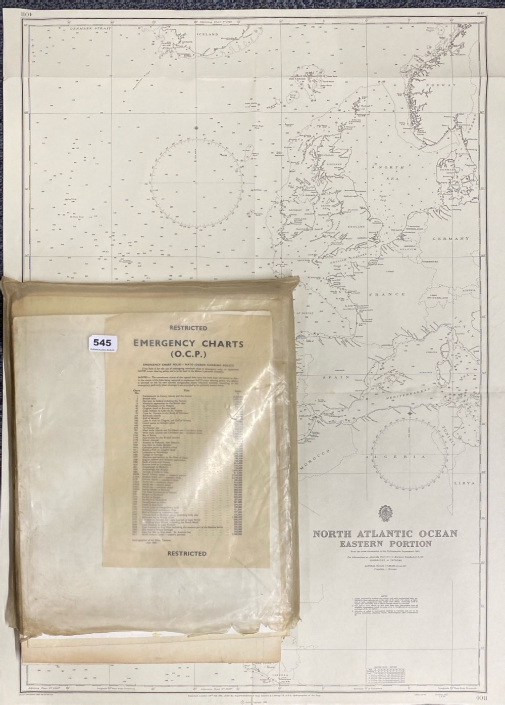 A set of NATO retricted access ocean emergency charts dated 1966.