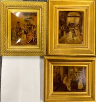 A group of three gilt framed 19th century christolians, frame size 40 x 34cm.