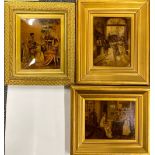 A group of three gilt framed 19th century christolians, frame size 40 x 34cm.