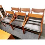 A set of six mid 20thC teak dining chairs, H. 77cm.