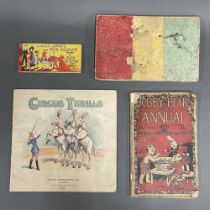 A group of vintage children's books including "Circus thrills", "Merry Mouse and her family" by Enid