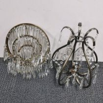 Two crystal light fittings, H. 33cm.