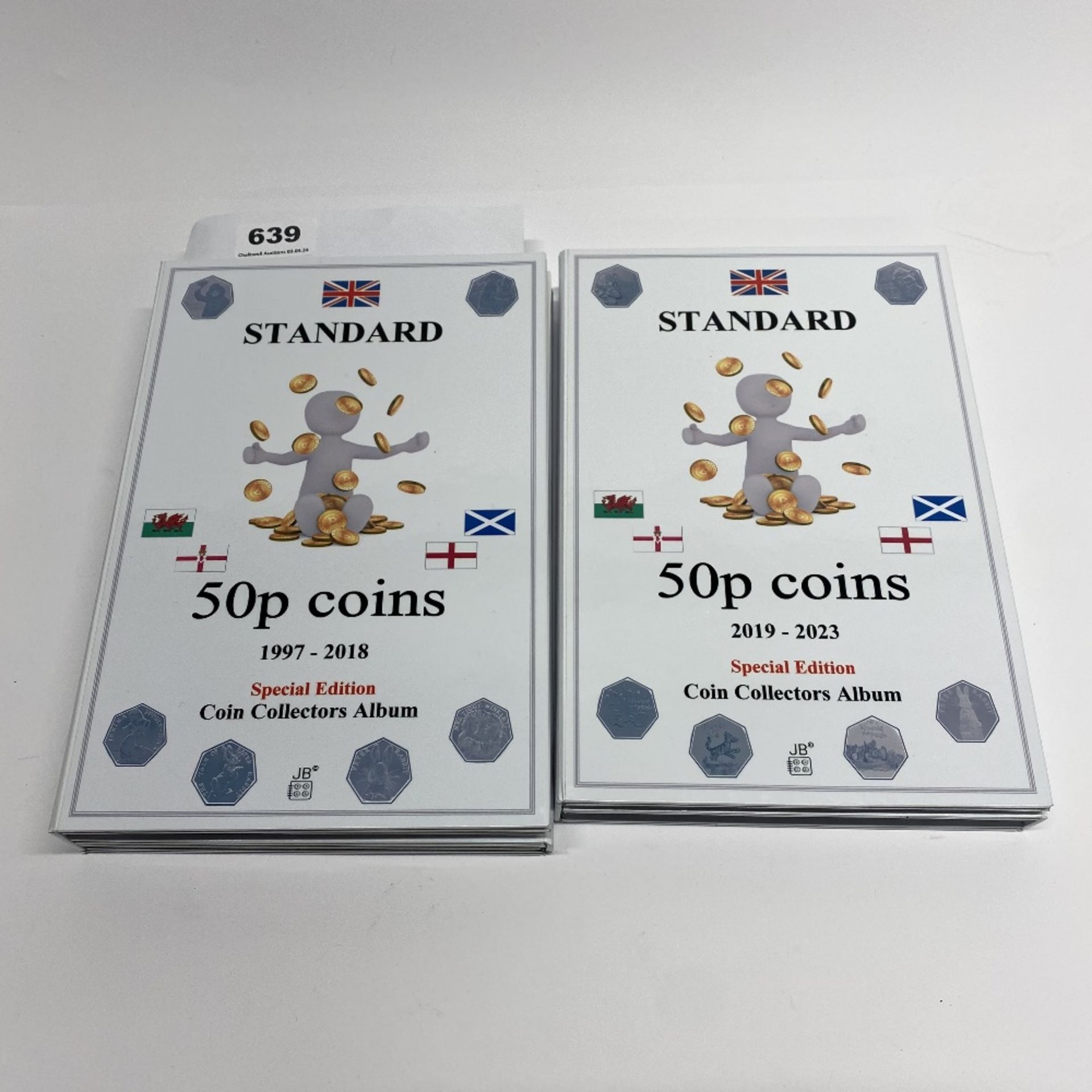 A collection of uncirculated proof 50p coins from 1997-2023 in custom made cases.