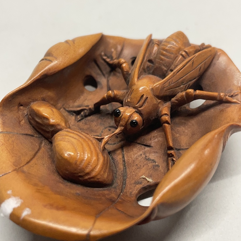 A Chinese carved fruitwood netuke of four young turtles on their mother, together with a further - Image 2 of 5