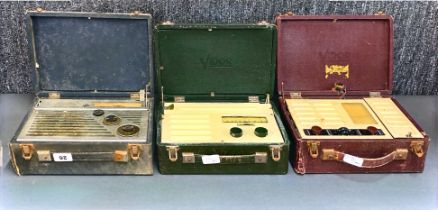 A set of two early cased Vidor transistor radios, together with a cased Pye radio.