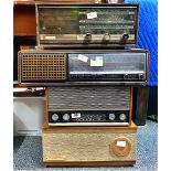 A Sharp transistor radio, model number FY-64E together with a Sky baron radio, Grundig RF420 and