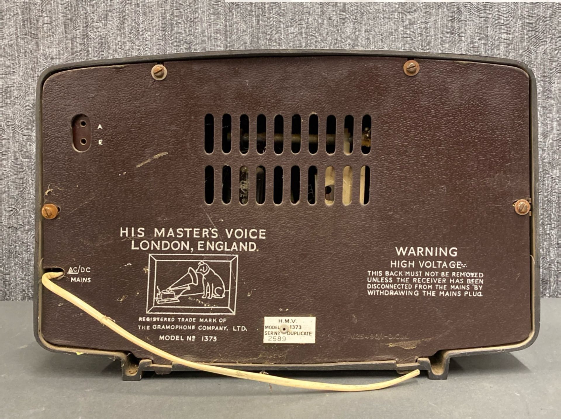 A His masters voice transistor radio, model number 1373. - Image 2 of 2