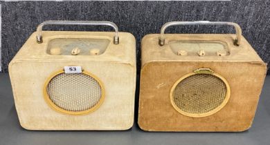 A group of two early Ever Ready sky queen radios.