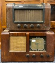 Two early wooden radios by G. Marconi and Regentone.