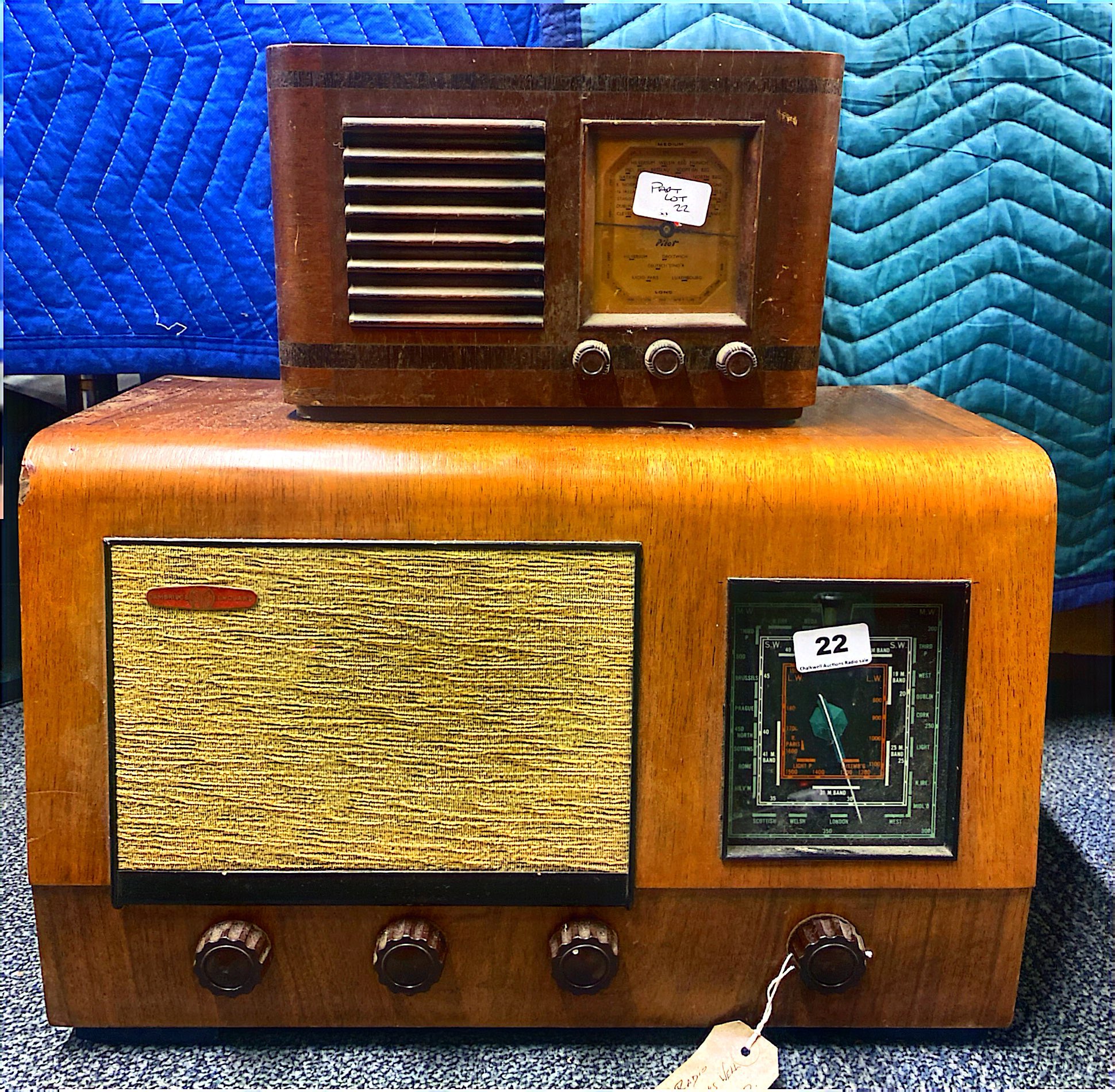 A 1940's Pye valve radio, together with a Pilot little maestro.