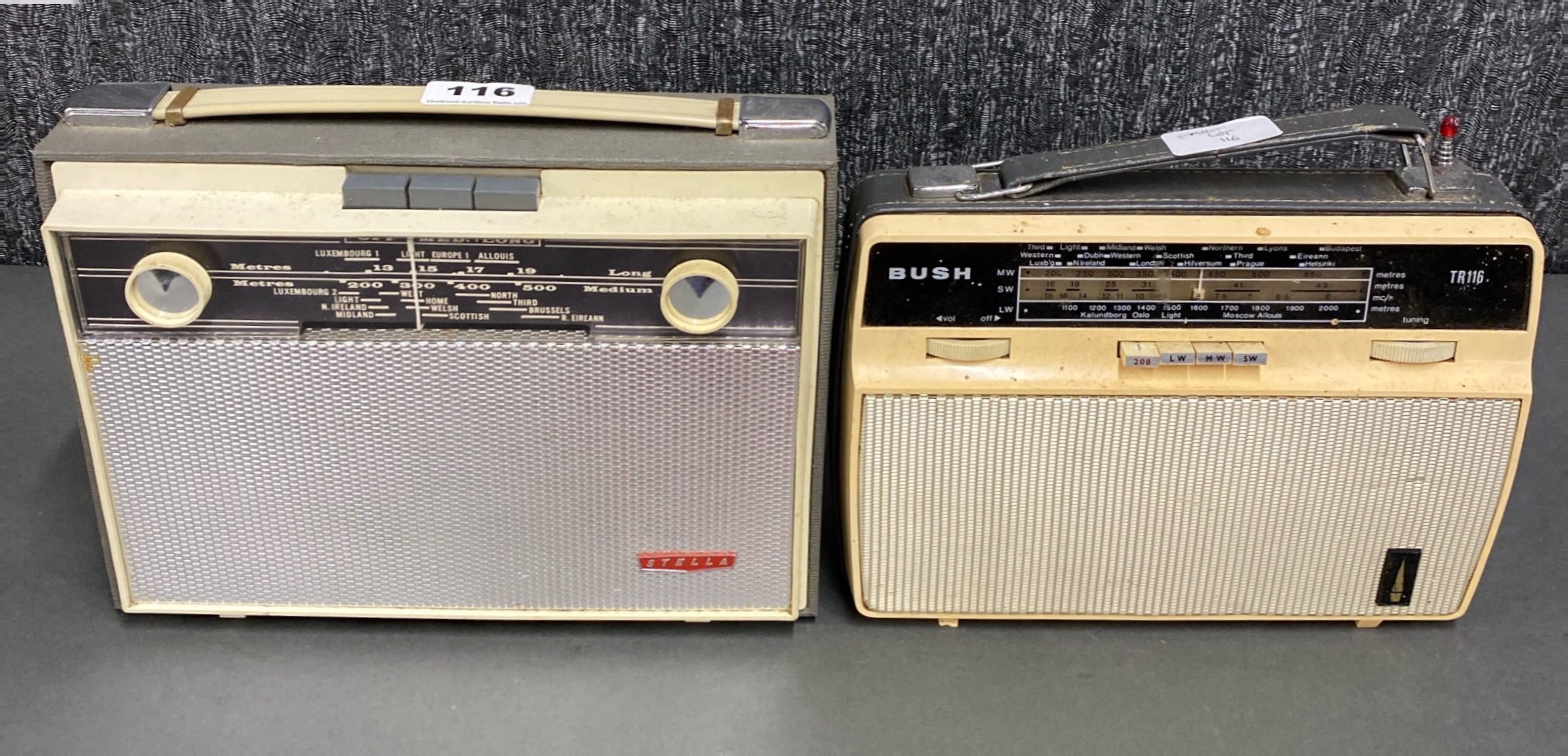 A Bush TR116 together with a further Stella portable transistor radio.