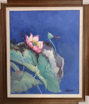 Lotus by Bi Xiangmin Oil painting on canvas 2010