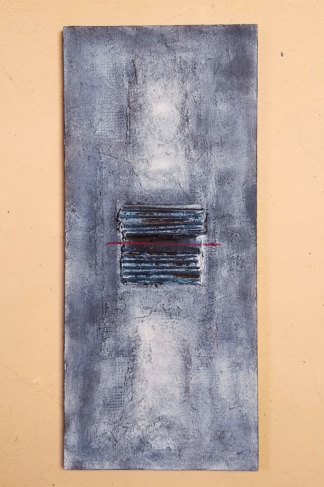 The thin red line by Dimitar Minkov Mixed media on canvas 2022