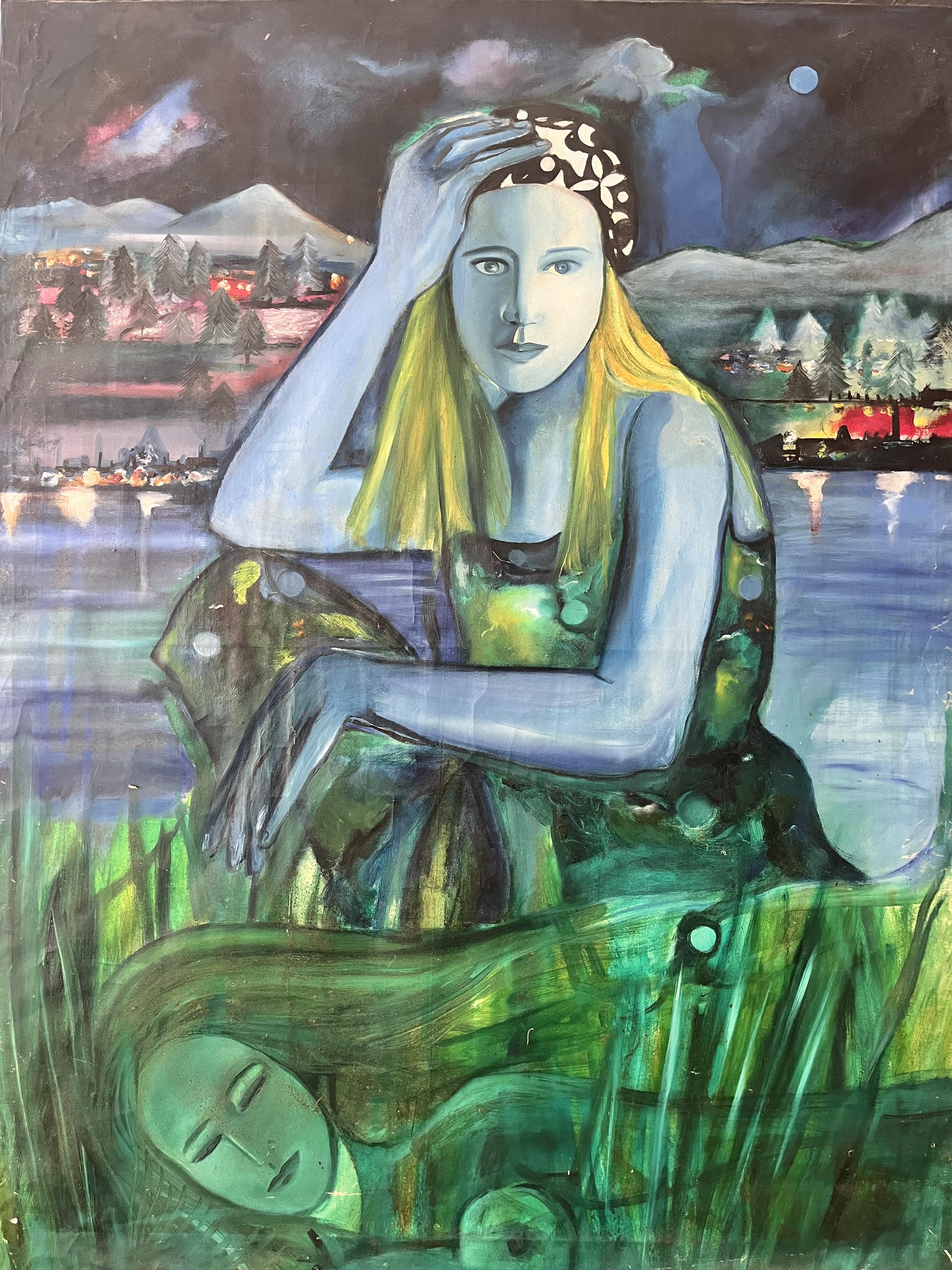 Original Artwork by Alice Lenkiewicz Original paintings. Lady Dreaming 1986 oil on Linen Oil on li