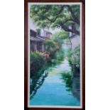 Water Town by Wang Dongpu Oil painting on canvas 2001