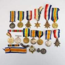 A group of WWI medals including 17083 PTE.G.LOWTHER Northumberland fusiliers, G-38748 PTE.S.C.