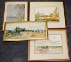 A group of four good framed watercolours, largest frame size. 43cm x 53cm.