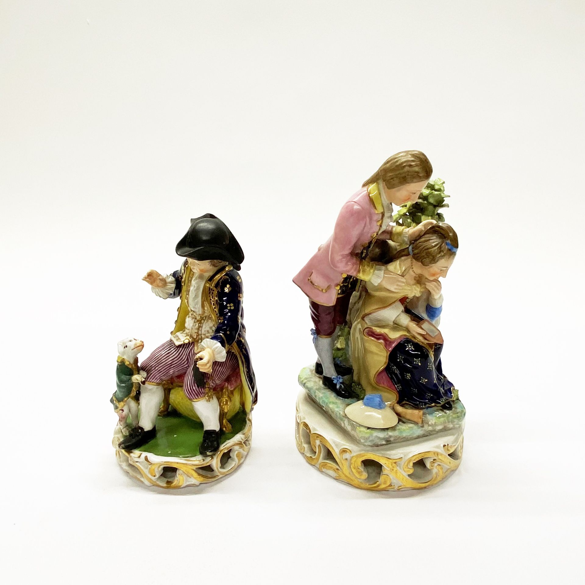 An early Bloor Derby porcelain figure of a boy with a performing dog together with Bloor Derby - Image 2 of 4