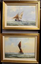 Colin Moore: A pair of framed oils on canvas of Thames river scenes, frame size. 44cm x 33cm.