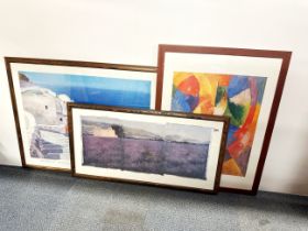 Three large framed prints, largest. 74cm x 94cm.