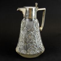 A hallmarked silver mounted cut glass claret jug H. 25cm
