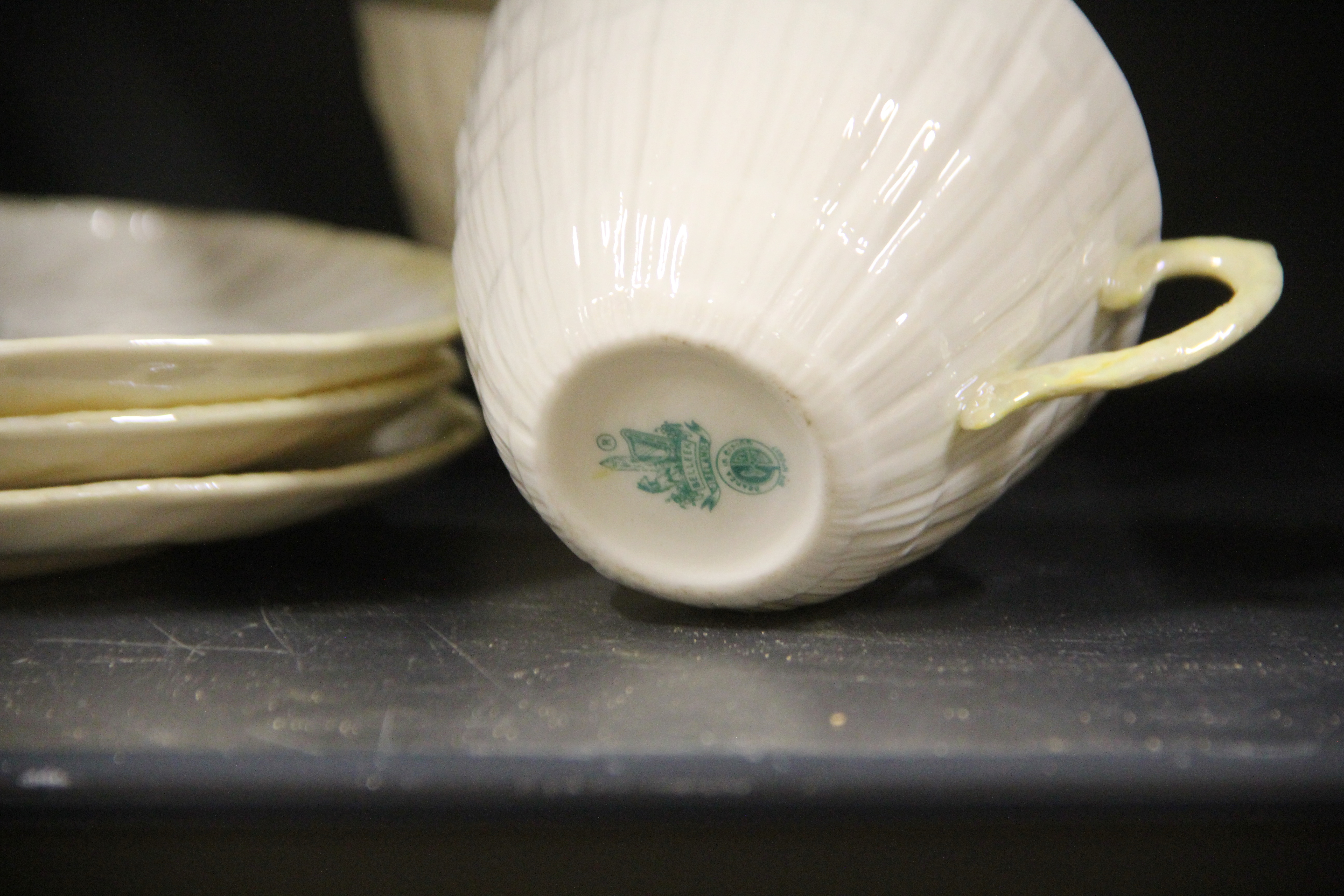 Three Belleek porcelain tv cups and saucers. - Image 2 of 2