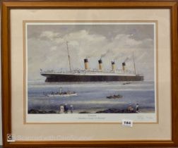 John S Smith. A framed limited edition 141/750 print entitled "Titanic, maiden voyage to disaster"