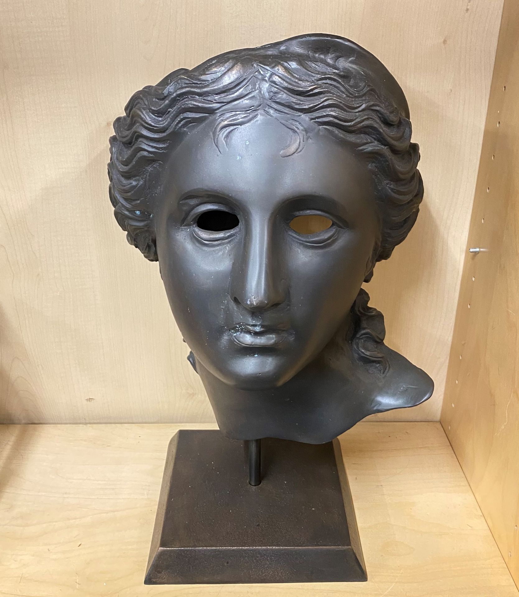 A large mounted classical bronze mask H. 46cm. - Image 2 of 2