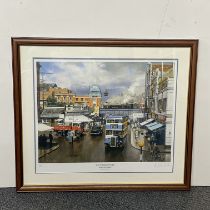 Malcom Root. A framed limited edition 144/200 print Southend-on-sea "Road meets rail" frame size.