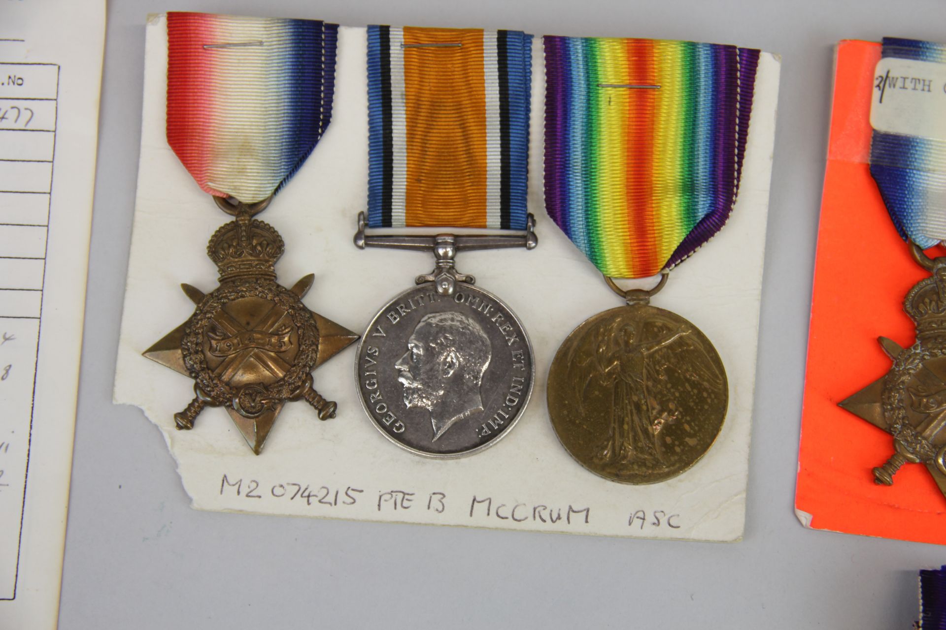 A group of mixed WWI medals including 29258 PTE.W.L.IRWIN ESSEX R, 267201 PTE.H.W.BELL RIF.BRIG, - Image 2 of 6