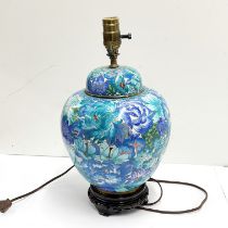 A mid 20thC Chinese cloisonne jar and lid mounted as a table lamp H. 40cm.