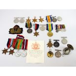 A group of mixed WWI medals, etc. Including 5374 PTE.W.R.FRY. 5-Lond, 10825 PTE.A.HORSEY A.S.C,