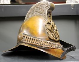 A reproduction fireman's helmet.