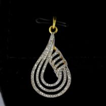 A hallmarked 9ct yellow gold diamond set pendant, L. 3.5cm.