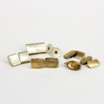 A group of 9ct gold and other cuff links.
