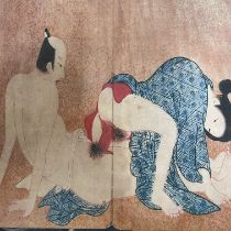 A Chinese folding book of Japanese erotic prints Size. 13cm x 24cm x 4cm.