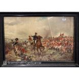 A large antique framed print of the battle of Waterloo by Robert Alexander Hillingford, frame size