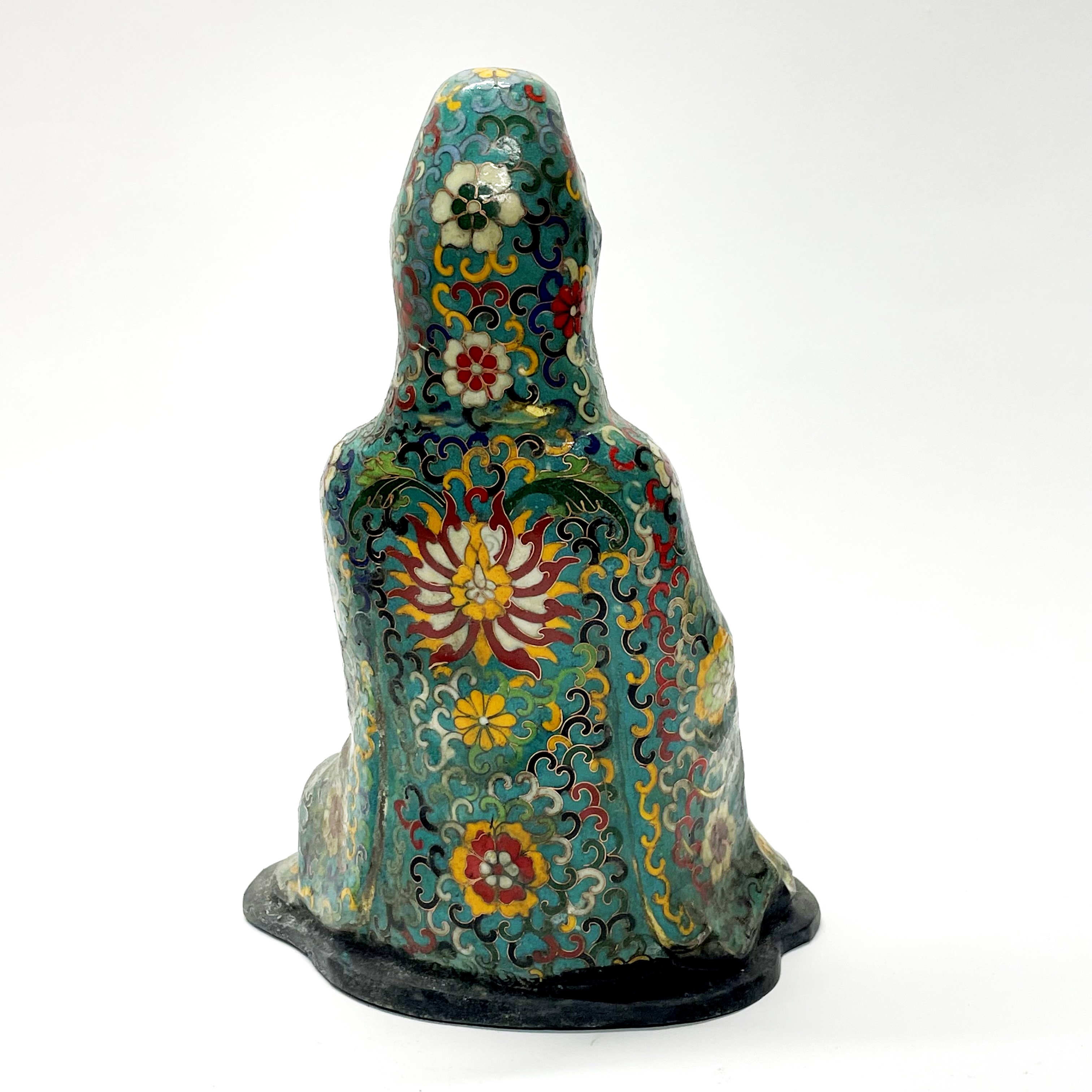 A Chinese enamelled bronze figure of a seated goddess Guanyin H. 30cm - Image 2 of 2