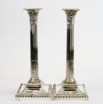 An impressive pair of hallmarked silver candlesticks H. 32cm